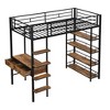Whisen Black Metal Loft Bed with Desk and Shelves - 4 of 4
