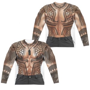 Men's Aquaman Movie Aquaman Tattoos (Front Back Print) Long Sleeve Costume T-Shirt - 1 of 4