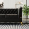 VASIP  Luxurious Black Velvet Sofa with Gold Legs - Modern Chesterfield Design, Tufted Upholstery, 3-Seat Couch for Living Room and Office - 3 of 4
