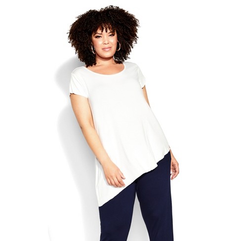 Zim & Zoe | Women's Plus Size Asymmetrical Bamboo Top - Ivory - 20w ...