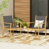 GDFStudio Acrux Outdoor Modern Textilene and Acacia Dining Chair (Set of 2), Dark Gray/Teak - 2 of 4