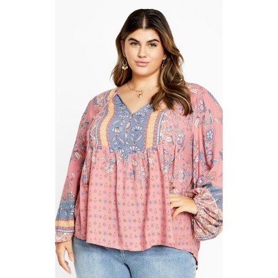 Women's Plus Size Angel Falls Top - blush | CITY CHIC