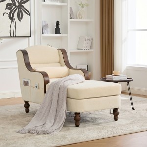 Upholstered Chaise Lounge Lazy Sleeper Sofa Bed Accent Chair Single Sofa Leisure Lounge Chair Reading Couch, Ergonomic Design, Chenille - ModernLuxe - 1 of 4