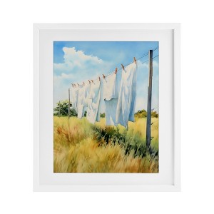 Stupell Industries Clothing Line in Windy Meadow Framed Print Under Glass Art - 1 of 4