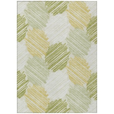 HomeRoots 10' X 14' Green Ivory And Gold Geometric Washable Indoor Outdoor Area Rug