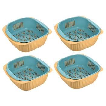 Unique Bargains Colander Strainer Basket Plastic Double Layer Washing Basket Drain Bowls