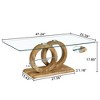 CAVINAS Rectangular Glass Top Coffee Table with Double Ring Base,Modern Minimalist Center Table for Living Room,Apartment - 4 of 4