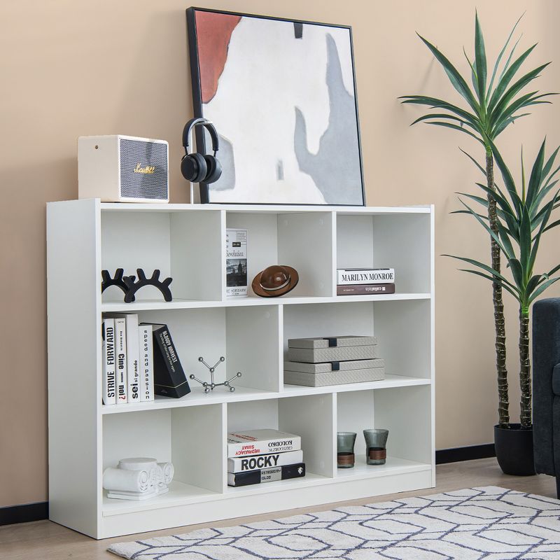 Costway 3-tier Open Bookcase 8-Cube Floor Standing Storage Shelves Display Cabinet White, 2 of 11
