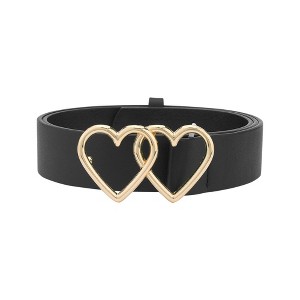 INSPIRE CHIC Women's Double Heart Buckle Fashion Casual Decorative Belts - 1 of 4