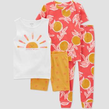 Carter's Just One You®️ Toddler Girls' 4pc Suns and Lemons Pajama Set - Orange/White