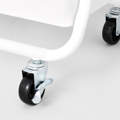 White 3-Tier Metal Utility Cart with Locking Wheels