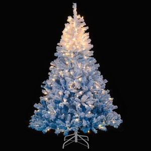 Tangkula 5/6/7/8 FT Artificial Christmas Tree Hinged Snow Flocked Xmas Tree w/ 456/820/1264/1774 Branch Tips - 1 of 4