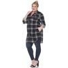 Women's Printed Plaid Roll Tab Tunic - White Mark - 3 of 4