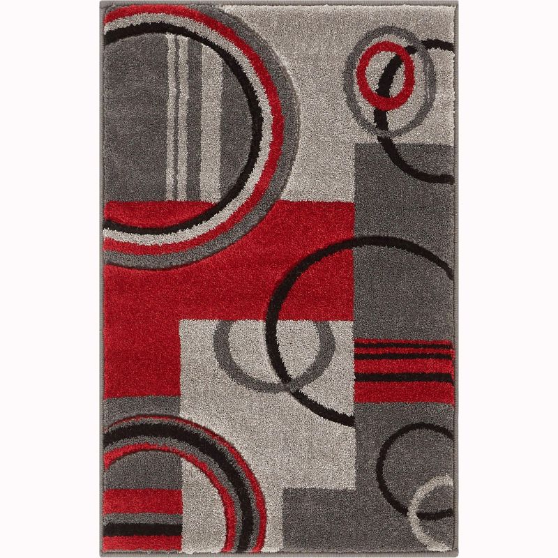 Echo Shapes Circles Modern Geometric Comfy Casual Hand Carved Abstract Contemporary Thick Soft Area Rug, 1 of 6
