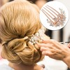 Unique Bargains Women's Fashion Rhinestone Inlaid Flower Hair Side Comb 3.54"x2.76" 2Pcs - 4 of 4