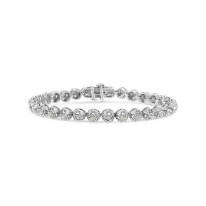 Haus of Brilliance Silver 1.0 Cttw Diamond Miracle-Plate Open Quatrefoil Flower Circle Bracelet - 1 of 4