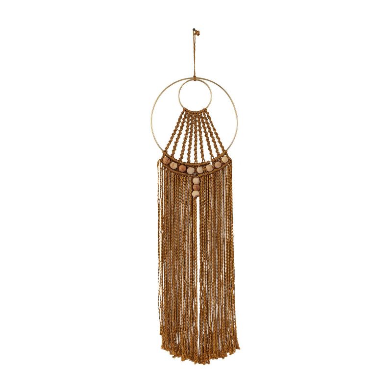 38&#34; x 10&#34; Fabric Macrame Intricately Weaved Wall Decor with Beaded Fringe Tassels Brown - Olivia &#38; May, 2 of 6