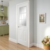 Wooakway 36"W×80"H 9-Lite 2-Panel Exterior Frosted Glass Prehung Front Entry Door Primed Interior Fiberglass Entrance Door - 3 of 4