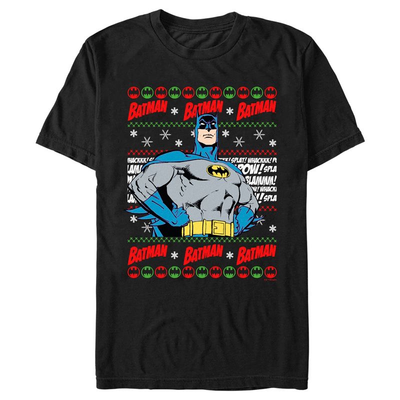 Men's Batman Christmas Sweater T-Shirt, 1 of 6