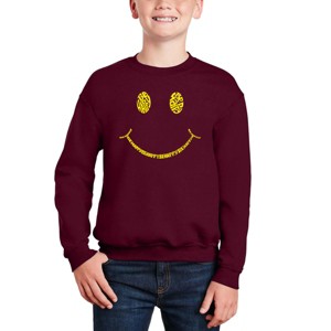 LA Pop Art Be Happy Smiley Face - Boy's Word Art Crewneck Sweatshirt - 1 of 3