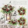 8 Pcs Christmas Candle Rings Wreath Artificial Berries Snowy Pine Candle Ring Holder - 4 of 4