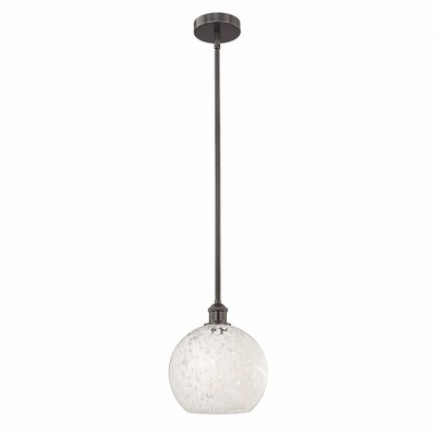 White Mouchette - 1 Light Stem Hung Mini Pendant In Modern Style-11.25 Inches Tall and 10 Inches Wide