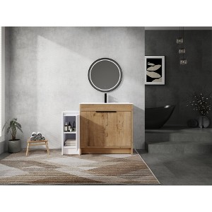 NicBex Bathroom Vanity with Ceramic Sink,Bathroom Sink Vanity with Storage Cabinets,Bathroom Sink Cabinet for Bathroom,White/Brown - 1 of 4