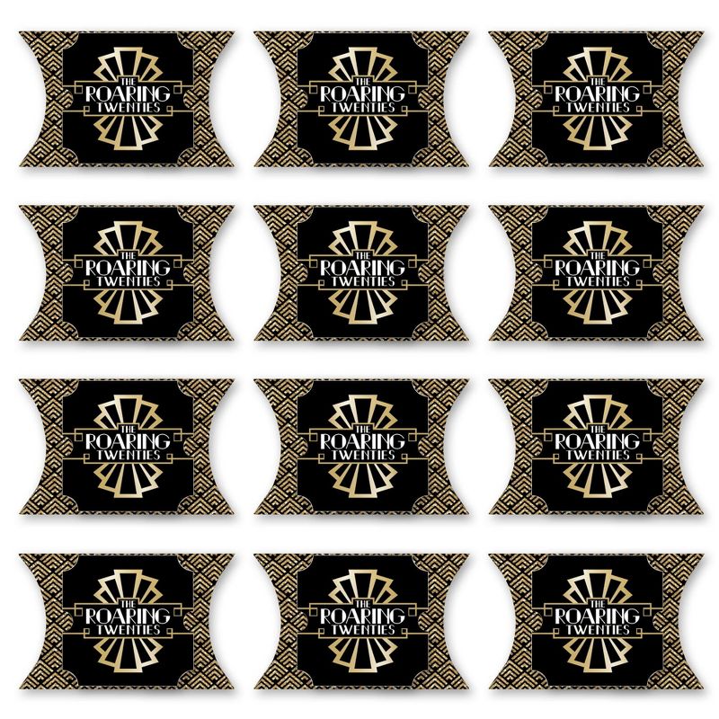 Big Dot of Happiness Roaring 20’s - Favor Gift Boxes - 1920s Art Deco Jazz Party Large Pillow Boxes - Set of 12, 4 of 8