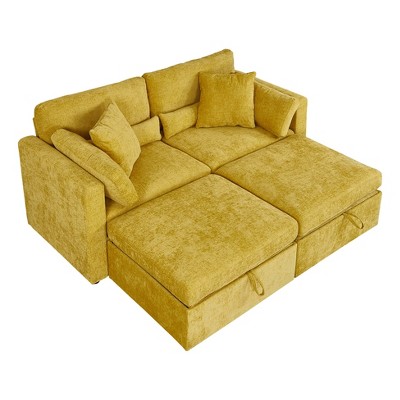 Modern Minimalist Cream Two-Seater Sofa