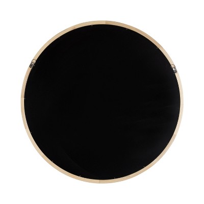 Hatherleigh 34-Inch Round Natural Wood Bathroom Vanity Mirror
