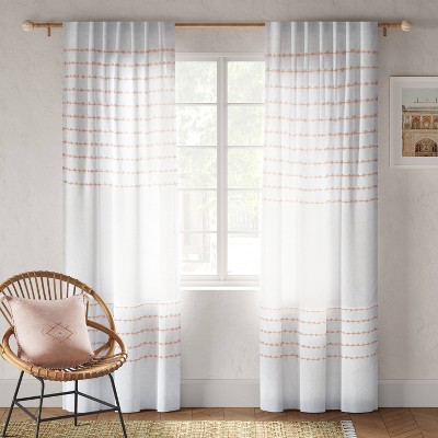 Kenzie Bordered Light Filtering Curtain, Peach Color Curtain Panels