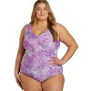 Sporti Sporti Plus Size Jungle Floral Conservative Printed Girl Leg One Piece Swimsuit Mushroom 26W - 2 of 4