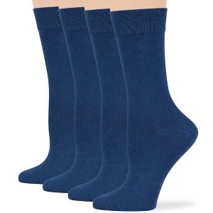 Women's Viscose Bamboo Dress Sock - 4 Pack - Thin, Casual, Crew, Lightweight, Seamless - Shoe Size Medium 5-9, Large 8-12 | 7BIGSTARS KINGDOM - 1 of 4