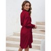 Clearlove Women's Satin Shirt Dress Leopard Print Long Sleeve Button Down Dresses with Belt - 4 of 4