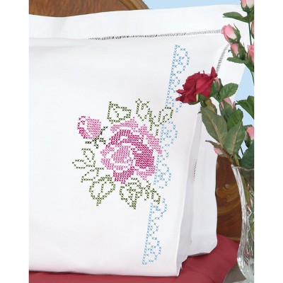 Jack Dempsey Stamped Pillowcases W/White Perle Edge 2/Pkg-XX Roses