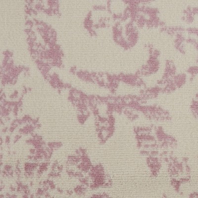 Jubilant Ivory and Pink Round Synthetic Area Rug, 5'3"