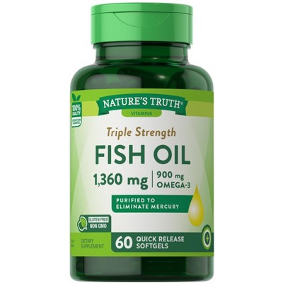 Nature's Truth Triple Strength Fish Oil Omega 3 1360mg | 60 Softgels ...