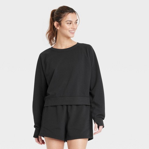 Women's French Terry Split Hem Sweatshirt - All In Motion™ Black M