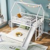Streamdale Twin over Full House Bunk Bed with Slide and Built-in Ladder, Full-Length Guardrail, White - 2 of 4