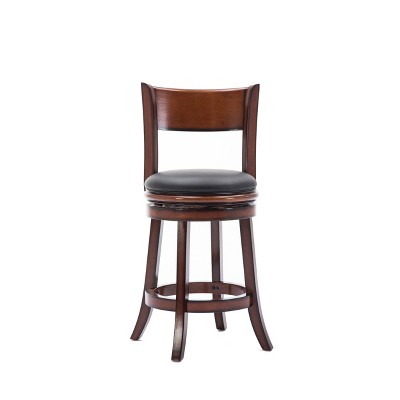 Palmetto 24" Brandy Black Leather Swivel Counter Stool