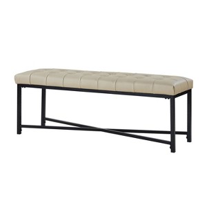 Valerie Morden Button-Tufted Upholstered Storage Bench with Iron Leg|ARTFUL LIVING DESIGN-WHITE - 1 of 4