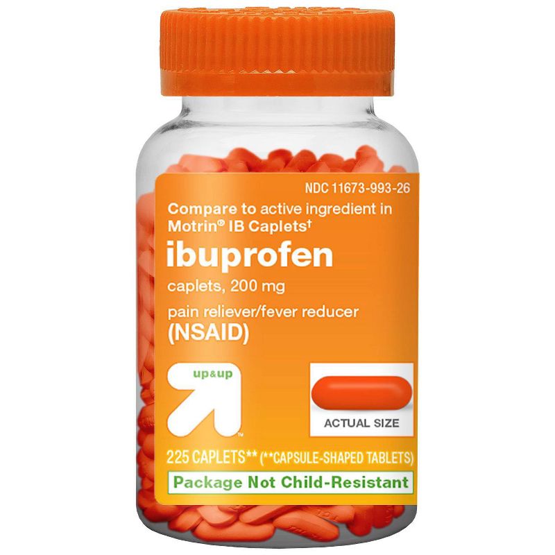 Ibuprofen (NSAID) 200mg Pain Relief Fever Reducer Caplets - up & up™, 1 of 7