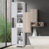Tall Narrow Bathroom Storage Cabinet with 1 Drawer & 3 Door Cupboard, Adjustable Shelves, Open Shelf, Metal Handles and Hinges - 2 of 4