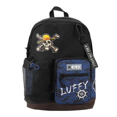 One Piece Live Action Straw Hat Pirates Logo & Luffy Badge Black Hydration Backpack