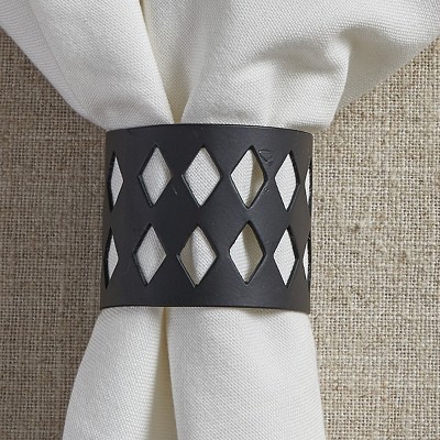 Split P Harlequin Napkin Ring Set of 4 - Black