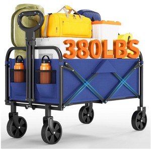 Heavy Duty Collapsible Wagon Cart with 5" All-Terrain Wheels & Drink Holders, Fit for Beach Camping Grocery - 1 of 4
