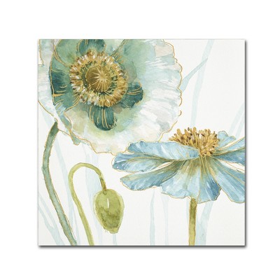 Lisa Audit Blue and Teal Floral Canvas Art, 18 in