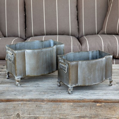 Park Hill Collection Handsome Footed Metal Planter