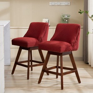 DOMETOUR Counter Height Swivel Barstools 26'' H Upholstered Bar Stools Set of 2 - 1 of 4