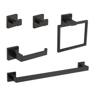 5-Piece Bathroom Hardware Set SUS304 Stainless Steel Towel Bar, Toilet Paper Holder, Robe Hook, Modern Design - 1 of 4